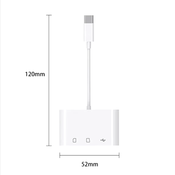 Кардридер OTG хаб конвертер USB Type-C - USB 2.0+SD+TF (3 в 1) білий | Зображення 2