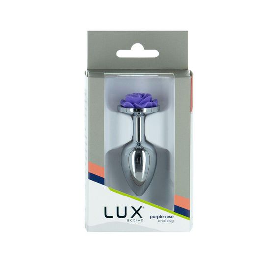 Металлическая анальная пробка Lux Active с розой - Rose Anal Plug - Purple, вибропуля в подарок | Зображення 4