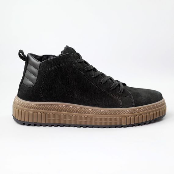 Кеди чоловічі нубук хутро 590937 Чорні 40 41 42 44