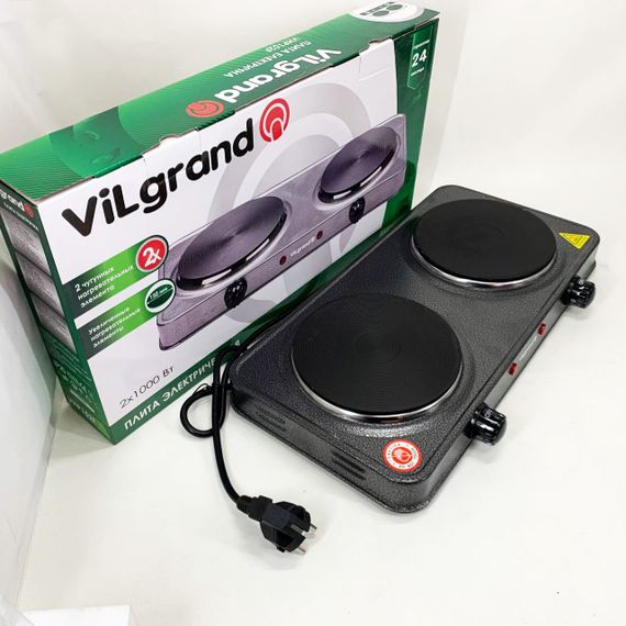 Плитка двухкомфорочная электрическая ViLgrand, Электроплита настольная бытовая, Дисковая плита для дома CV-75 | Зображення 4