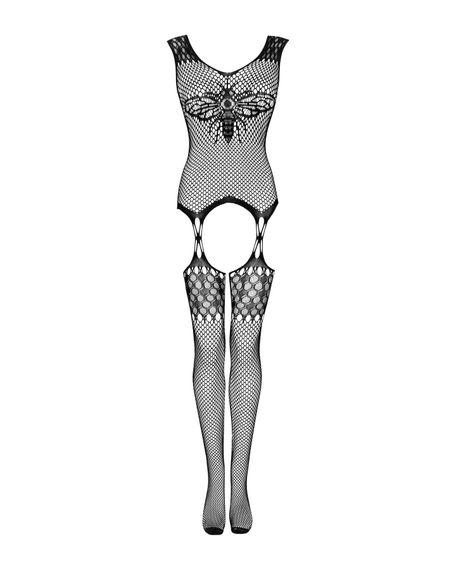 Бодістокінг Obsessive Bodystocking G323 S/M/L black, малюнок бджоли та метелика, S/M/L | Зображення 4