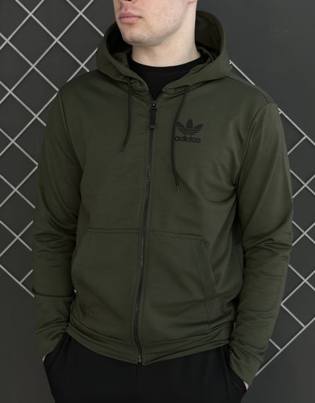 Демісезонний спортивний костюм Adidas кофта на змійці хакі + чорні штани (двонитка) RD123/RD127 | Зображення 5