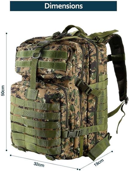 Тактичний армійський рюкзак 1000D об'ємом 50.01 л, MOLLE-сітка світло-сірий. | Зображення 8