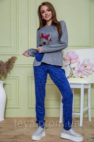 Женский костюм штаны + кофта серо-синего цвета FA_000395