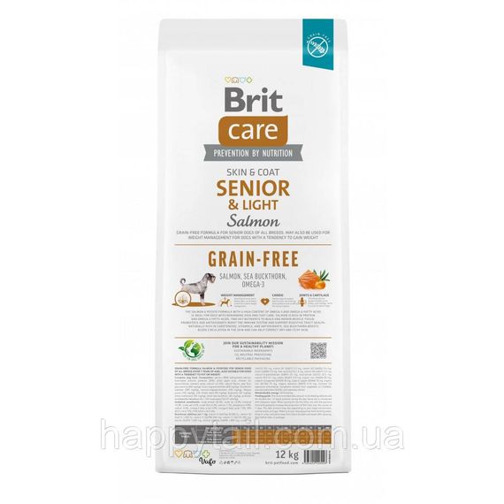 Беззерновой корм Brit Care Senior and Light для пожилых собак и контроля веса, лосось, 12 кг | Зображення 4