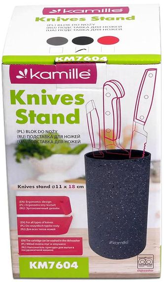 Колода для ножів Kamille Brash Stand Мармур 18см пластикова кругла | Зображення 3