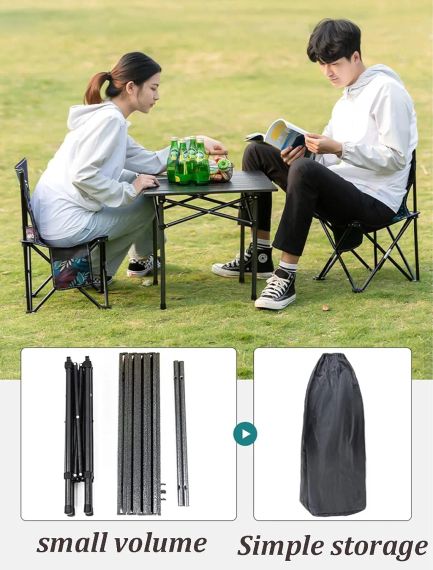 Стіл + 2 стільці STD-02 стіл складаний прямокутний коричневий, (Д530 * Ш550 * В500мм), стільці метал + тканина (40 * 40 * 35), сумка | Зображення 1