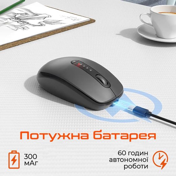 Мишка Meetion BTM100R Wireless/Bluetooth Black (MT-BTM100R-A) | Зображення 4
