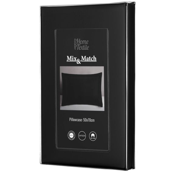 Наволочка Ardesto Mix&Match Premium, 50х70+5см, 100% бавовна, сатин, чорний (ART5070PCL) | Зображення 1