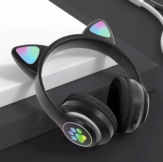 Бездротові Bluetooth-навушники з вушками з LED-підсвіткою JST-28 Чорні | Зображення 1