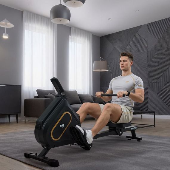 Гребний тренажер Hop-Sport HS-085R Bazel магнітний чорно-золотистий | Зображення 9