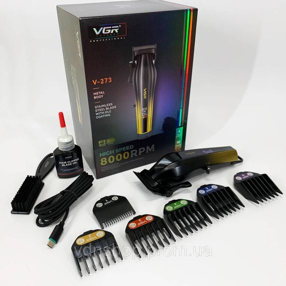 Акумуляторна машинка для стрижки волосся з насадками VGR V-273 Машинка для стрижки короткої LY-46 | Зображення 1