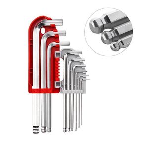 Набір ключів Г-подібних шестигранних з кулястим наконечником 9 од., 1.5-10 мм, S2, PROF INTERTOOL HT-1813