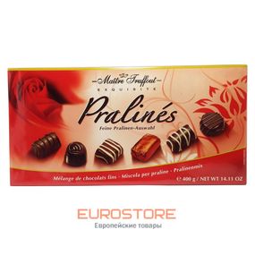 Шоколадные конфеты в коробке (красная) Maitre Truffout Pralines, 400 г