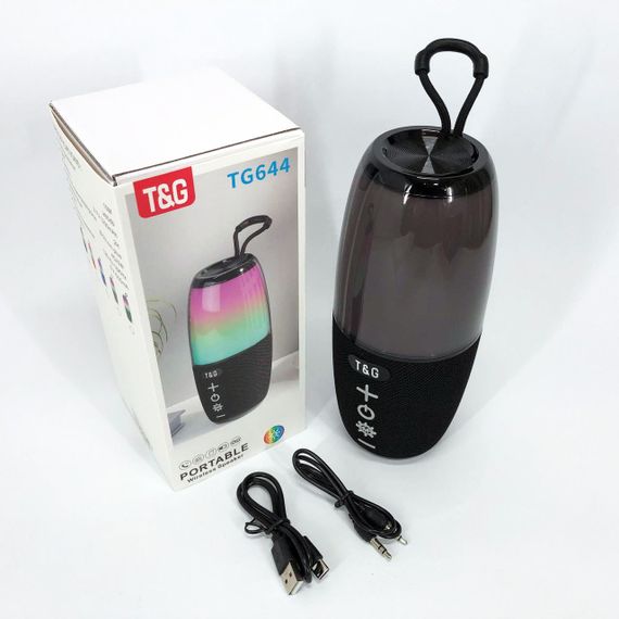 Портативна колонка TG644 5W з RGB підсвічуванням та ремінцем. QI-904 Колір: чорний | Зображення 1