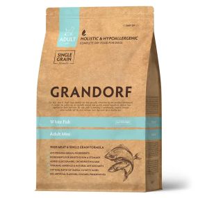 Сухий низькозерновий корм для дорослих собак дрібних порід Grandorf White Fish Mini із білою рибою 1 кг