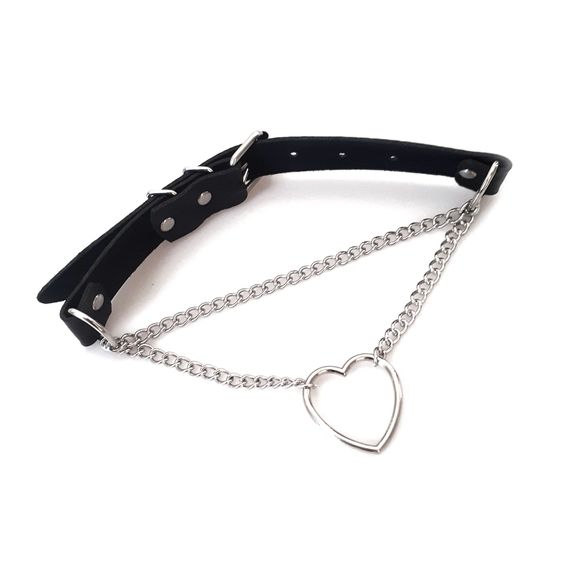 Чокер на шию Серце Art of Sex - Paris, з натуральної шкіри, колір Чорний | Зображення 1