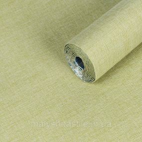 Льняные тёплые обои на самоклейке Оливкового оттенка 2800*650*2mm (D) SW-00001499