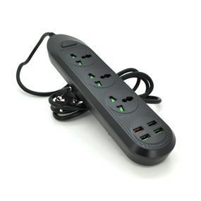 Мережевий фільтр ТВ-Т16, 3 розетки + 4 USB, 2 м, перетин 3х0, 75мм, 3000W, Black, Box