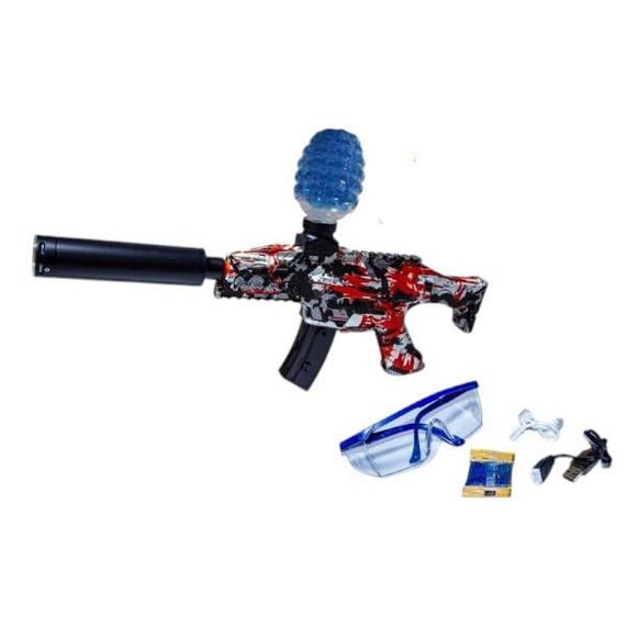 Ігровий акумуляторний автомат з глушником стріляє орбізами SY-0019 Чорний з червоним