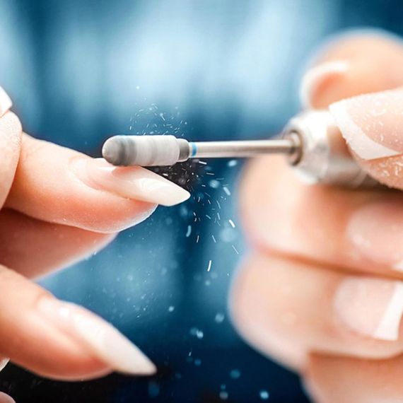 Стартовий набір фрез для щільної кутикули 5в1 / Насадки на фрезер у пластиковому контейнері / Набір фрез з синьою насічкою | Зображення 5