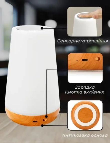 Нічник настільний світильник для дому акумуляторний Pat light HA-114 з пультом | Зображення 5
