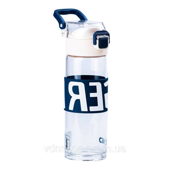 Бутылка для воды 460 мл стеклянная с пластиковой крышкой Белый HP17299W