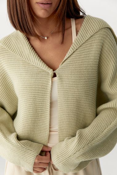 В'язаний кардиган з відкладним коміром - м'ятний цвет, ONE SIZE (є розміри) | Зображення 3