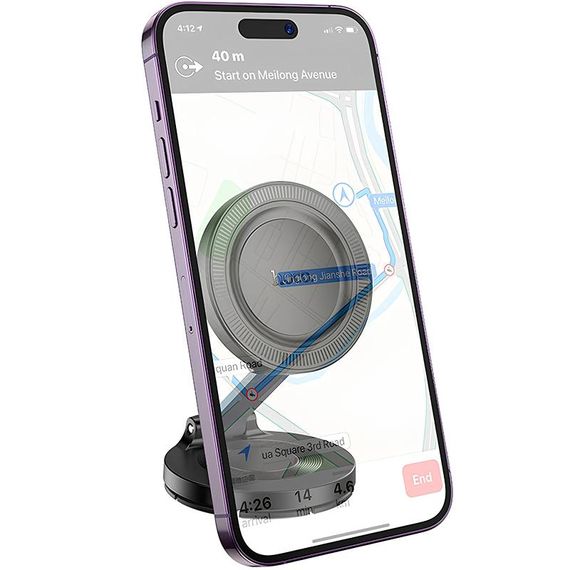 Автотримач Hoco H61 Show folding ring magnetic (dashboard) Black / Metal gray | Зображення 2