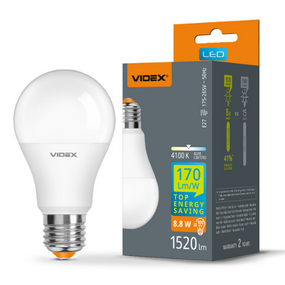 Лампа A60h 8,8W E27 4100К LED Videx