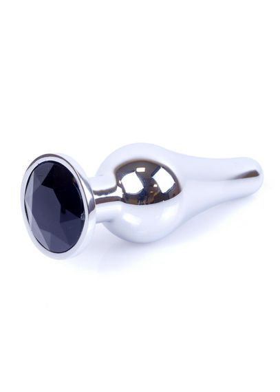 Анальна пробка - Jewellery Silver Long Plug Black | Зображення 6