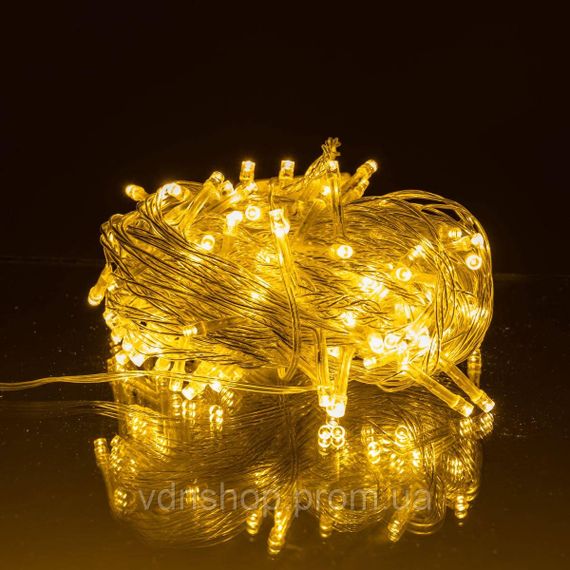 Новорічна гірлянда кімнатна нитка 10 м 120 LED кімнатна гірлянда білий провід Жовте світло W120LED10MWY | Зображення 2