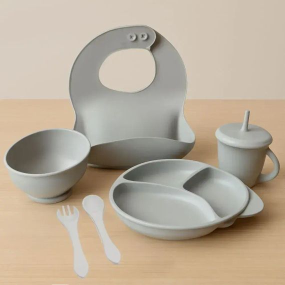 Набір дитячого посуду, 6 предметів / Набір дитячого силіконового посуду | Зображення 1