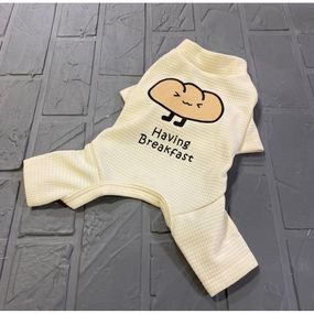 Вафельный костюм для собак Cheepet коллекция "Любимый Завтрак" Хлебушек на спинке, без резинок вокруг лап, бежевый