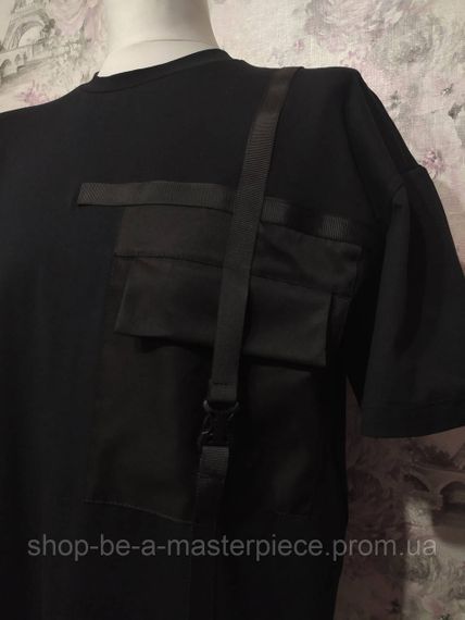 Футболка мужская трикотажная черный oversize унисекс 42 | Зображення 1