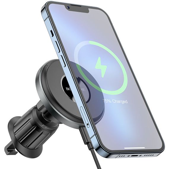 Автотримач з БЗП Borofone BH202 Seaside magnetic Metal gray | Зображення 6