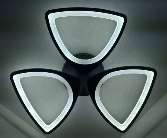 Люстра світлодіодна стельова LED світильник для квартири на стелю лед з пультом 25596 Чорний 9х63х63 см.
