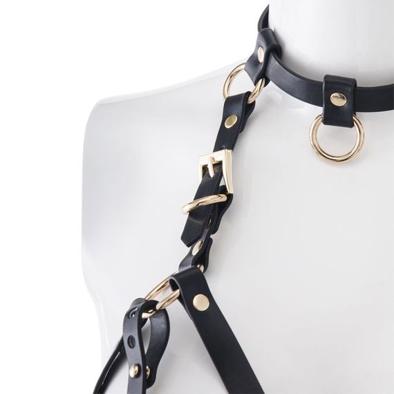 Портупея на грудь LOCKINK SEVANDA Queen Chest Harness with Removable Bra, чорна, зі знімними пестис | Зображення 3