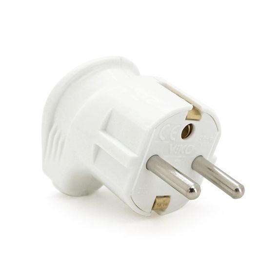 Вилка VIKO Євро кутова із заземленням. 16А 260V, White. ПВХ