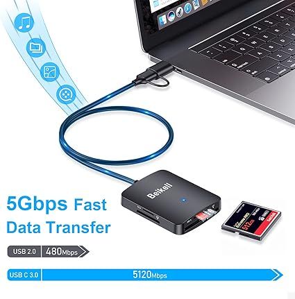 SD-карта, Beikell 4 или 1-дюймовая (USB и USB C) USB C, Micro SD, SD-карта OTG, SD/SDHC/SDXC/MMC/Micro SDXC/MS/MS Pro/CF, версия Windows, ОС (B6316) | Зображення 1