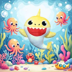 Плюшева іграшка акульонок жовтий подарунок для дитини 40см BABY SHARK 02243