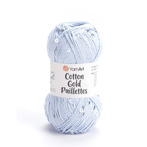 Yarnart COTTON GOLD PAILLETTES № 7109 блакитний Котон Голд Пайетка Пряжа бавовна з паєткою, нитки для в'язання