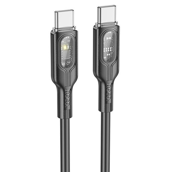 Дата кабель Hoco U120 Transparent explore intelligent power-off PD 60W Type-C to Type-C (1.2m) | Зображення 1