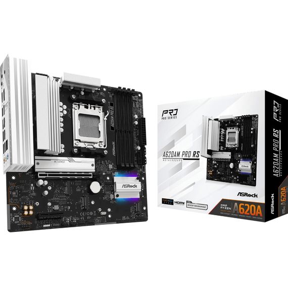 ASRock A620AM PRO RS (AM5/A620A, 4*DDR5, PCIex16, DP/HDMI, 2xSATA, 3xM.2, 2.5GLan, 8ch, mATX) | Зображення 4