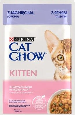 Вологий корм для кошенят Purina Cat Chow Kitten з ягням та цукіні в соусі 85г 85 г