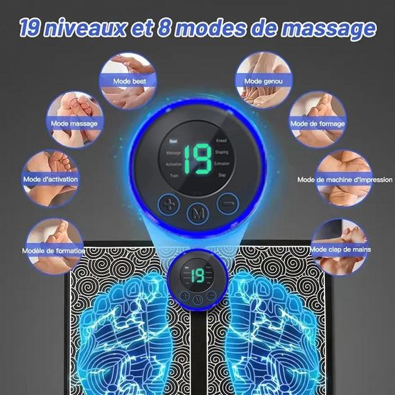 Умный USB массажёр для ног с EMS стимуляцией, 8 режимов массажа и 19 уровней интенсивности | Зображення 5