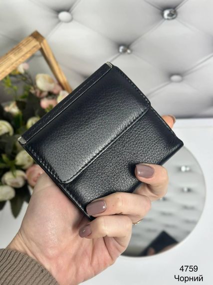 Гаманець жіночий маленький подвійного складання Чорний