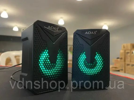 Настільні стерео колонки зі світлодіодним підсвічуванням Aoas e-005 Акустика для ноутбуків та ПК