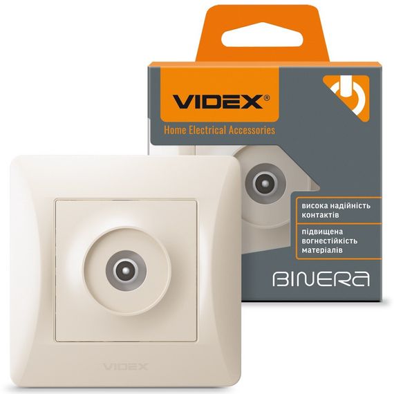 Телевизионная розетка TV VIDEX BINERA VF-BNSK1TVME-CR кремовая | Зображення 1