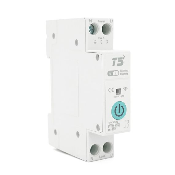 WI-FI вимикач-реле на DIN рейку 40А з вимірюванням струму та напруги